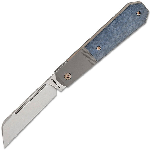 Jack Wolf Knives After Hours Jack Blue Linen Micarta Folding S90V Pocket Knife 54232