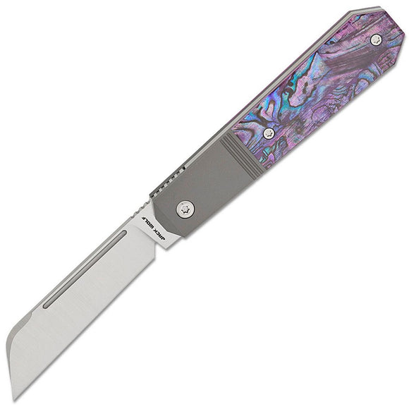 Jack Wolf Knives After Hours Jack Purple Abalone Folding S90V Pocket Knife 54235