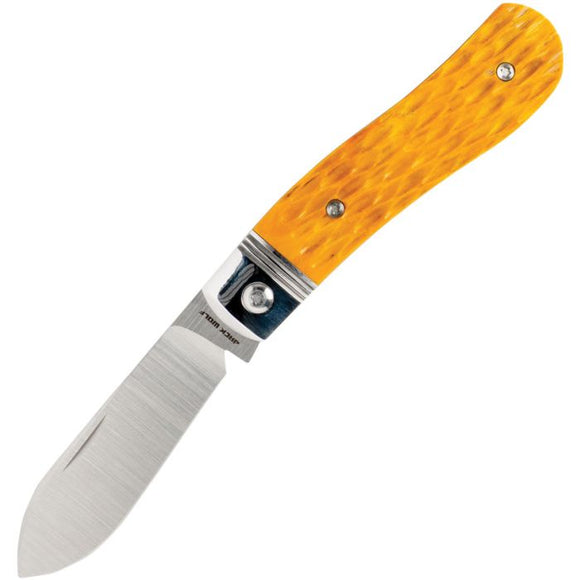 Jack Wolf Knives K9 Jack Slip Joint Yellow Jigged Bone Folding 154CM Pocket Knife 54294