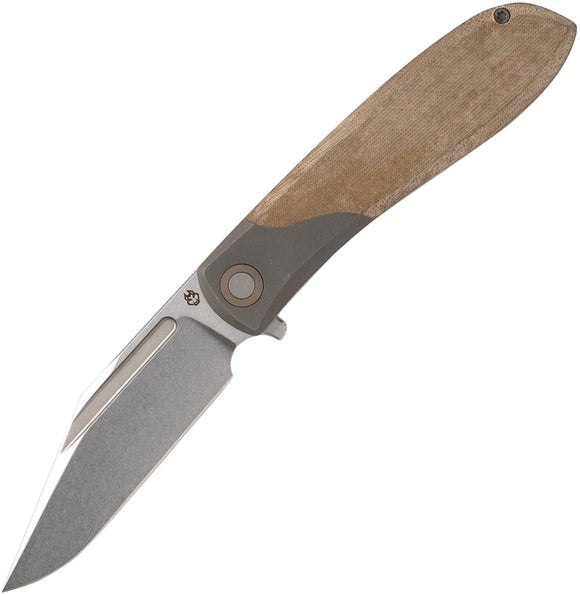 Jack Wolf Knives Scuffle Bolster Lock Green Micarta & Gray Titanium Folding S90V Knife 54343