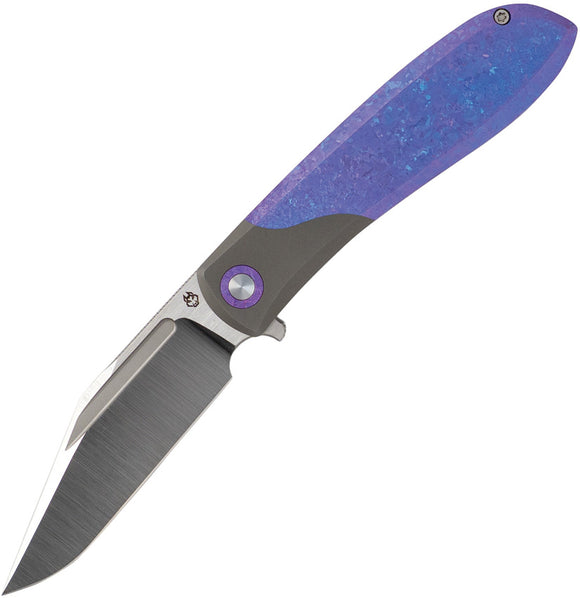 Jack Wolf Knives Scuffle Bolster Lock Blurple Crystalized Titanium Folding S90V Knife 54345