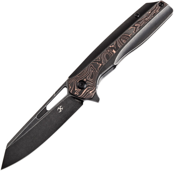 Kansept Knives Shard Framelock Titanium & Copper Carbon Fiber Folding S35VN Knife 1006C1