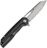 Kansept Knives Shard Framelock Titanium & Carbon Fiber Folding Damascus Knife 1006C3