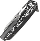 Kansept Knives Shard Framelock Titanium & Carbon Fiber Folding Damascus Knife 1006C3