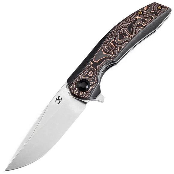 Kansept Knives Accipiter Framelock Titanium & Copper Carbon Fiber  Folding S35VN Knife 1007E2