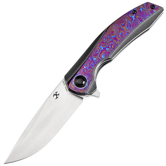 Kansept Knives Accipiter Framelock Titanium & Timascus Folding S35VN Knife 1007E3