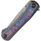 Kansept Knives Kratos Framelock Titanium & Timascus Folding Damascus Knife 1024A10