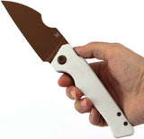 Kansept Knives Egress Linerlock White G10 Folding Rose Gold S35VN Pocket Knife K1033B3