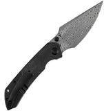 Kansept Knives Fenrir Linerlock Carbon Fiber & Titanium Folding Damascus Pocket Knife 1034D1