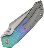 Kansept Knives Fenrir Top Linerlock Gray & Blurple Crystallized Titanium Folding 20CV Pocket Knife K1034H2