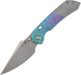 Kansept Knives Fenrir Top Linerlock Gray & Blurple Crystallized Titanium Folding 20CV Pocket Knife K1034H2