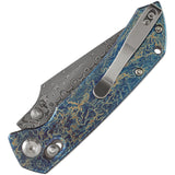 Kansept Knives Fenrir Crossbar Lock Lightning Strike Titanium Folding Damascus Knife 1034V10