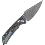 Kansept Knives Fenrir Crossbar Lock Lightning Strike Titanium Folding Damascus Knife 1034V10