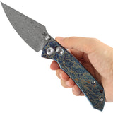 Kansept Knives Fenrir Crossbar Lock Lightning Strike Titanium Folding Damascus Knife 1034V10