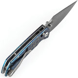 Kansept Knives Fenrir Crossbar Lock Lightning Strike Titanium Folding Damascus Knife 1034V10