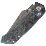 Kansept Knives Fenrir Crossbar Lock Lightning Strike Titanium Folding Damascus Knife 1034V10