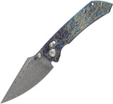 Kansept Knives Fenrir Crossbar Lock Lightning Strike Titanium Folding Damascus Knife 1034V10