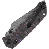 Kansept Knives Fenrir Crossbar Lock Purple Haze Carbon Fiber Folding Damascus Knife 1034V9