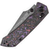 Kansept Knives Fenrir Crossbar Lock Purple Haze Carbon Fiber Folding Damascus Knife 1034V9