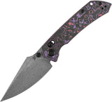 Kansept Knives Fenrir Crossbar Lock Purple Haze Carbon Fiber Folding Damascus Knife 1034V9