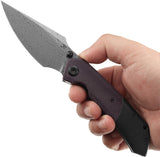 Kansept Knives Fenrir Linerlock Titanium & Purple Micarta Folding Damascus Knife 1034Z2