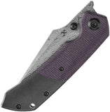 Kansept Knives Fenrir Linerlock Titanium & Purple Micarta Folding Damascus Knife 1034Z2