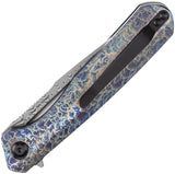 Kansept Knives Qilin Linerlock Lightning Strike Titanium Folding Damascus Pocket Knife 1047A3