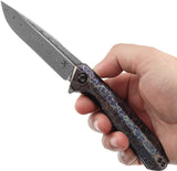 Kansept Knives Qilin Linerlock Lightning Strike Titanium Folding Damascus Pocket Knife 1047A3