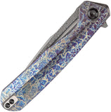 Kansept Knives Qilin Linerlock Lightning Strike Titanium Folding Damascus Pocket Knife 1047A3