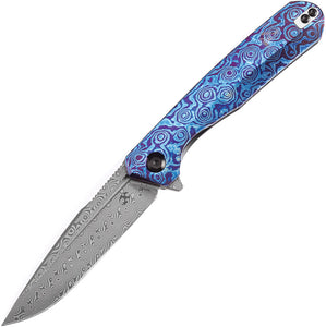 Kansept Knives Qilin Linerlock Timascus Folding Damascus Pocket Knife 1047A4