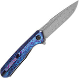 Kansept Knives Qilin Linerlock Timascus Folding Damascus Pocket Knife 1047A4