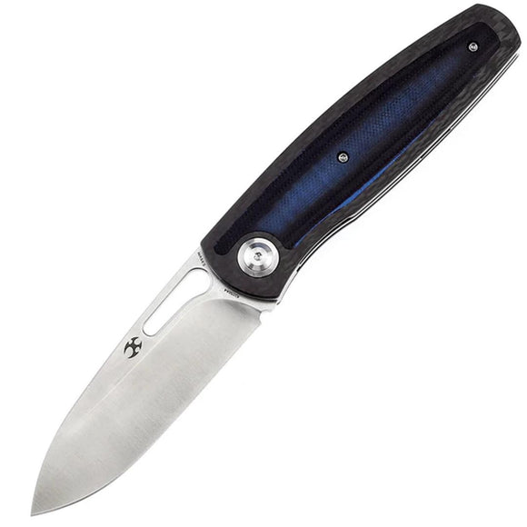 Kansept Knives Mato Linerlock Black & Blue G10 & CF Folding S35VN Knife 1050A4