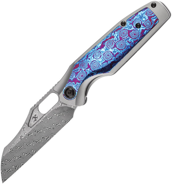 Kansept Knives Tuckamore Titanium & Timascus Folding Damascus Knife 1052A7