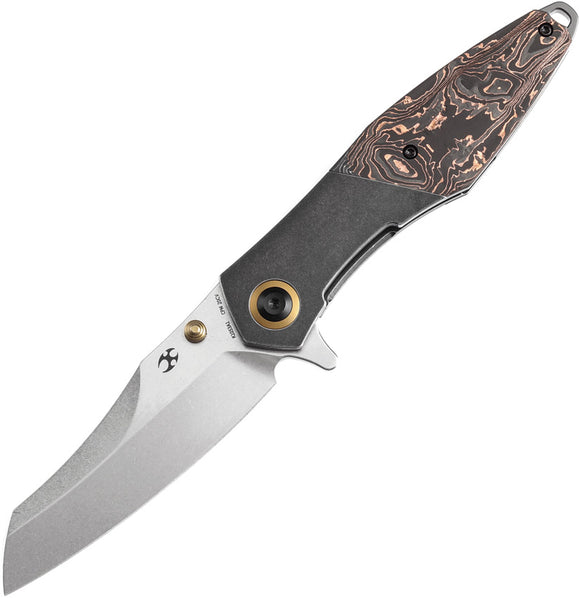 Kansept Knives Mistaken Framelock Titanium & Copper Carbon Fiber Folding 20CV Knife OPEN BOX