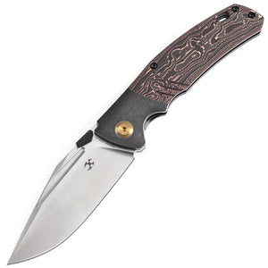 Kansept Knives Hinterland Framelock Titanium & Copper Carbon Fiber Folding S35VN Knife 1057A4