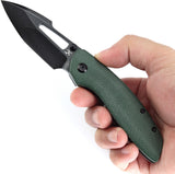 Kansept Knives Link Framelock Green Micarta & Titanium Folding 20CV Knife 1068A1