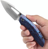 Kansept Knives Link Framelock Timascus & Titanium Folding 20CV Knife 1068A3