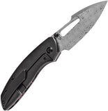 Kansept Knives Link Framelock 80s Carbon Fiber & Titanium Folding Damascus Knife 1068A5