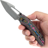 Kansept Knives Link Framelock 80s Carbon Fiber & Titanium Folding Damascus Knife 1068A5