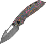 Kansept Knives Link Framelock 80s Carbon Fiber & Titanium Folding Damascus Knife 1068A5