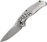 Kansept Knives Havorn Framelock Titanium & Carbon Fiber Folding Damascus Knife 1069A1