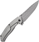 Kansept Knives Havorn Framelock Titanium & Carbon Fiber Folding Damascus Knife 1069A3