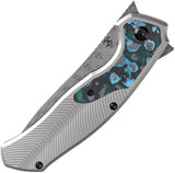 Kansept Knives Havorn Framelock Titanium & Carbon Fiber Folding Damascus Knife 1069A3