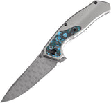 Kansept Knives Havorn Framelock Titanium & Carbon Fiber Folding Damascus Knife 1069A3