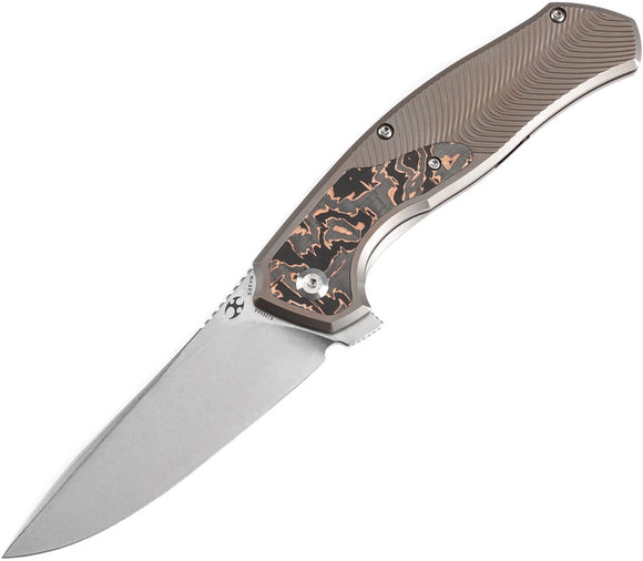 Kansept Knives Havorn Framelock Bronze Titanium & Carbon Fiber Folding S35VN Knife 1069A4