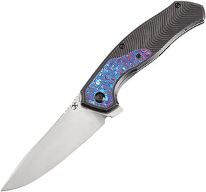 Kansept Knives Havorn Framelock Black Titanium & Timascus Folding S35VN Knife 1069A5