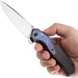 Kansept Knives Havorn Framelock Black Titanium & Timascus Folding S35VN Knife 1069A5