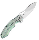 Kansept Knives Echis Framelock Textured Green Titanium Folding S35VN Knife 1071A4