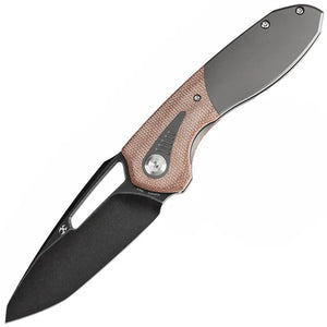 Kansept Knives Thoth Bolster Lock Brown Micarta & Titanium Folding 20CV Knife 1075T2