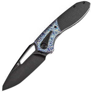 Kansept Knives Thoth Bolster Lock Lightning Strike & Black Titanium Folding 20CV Knife 1075T4